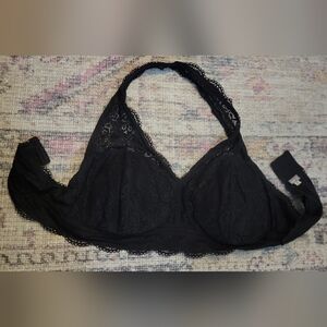 Aerie Black Lace Padded Halter Bralette Size XL